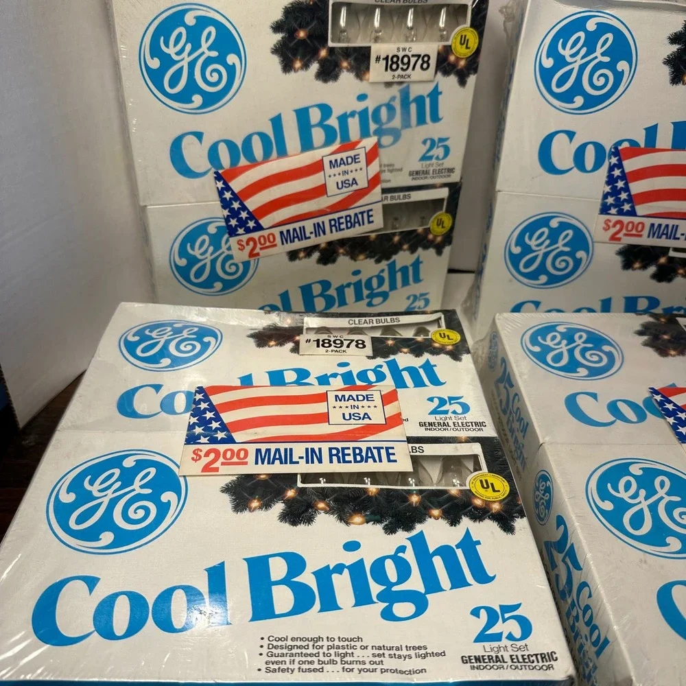 Lot of 4 Vintage GE Cool Bright 25 Indoor Outdoor Christmas Light Sets Sealed